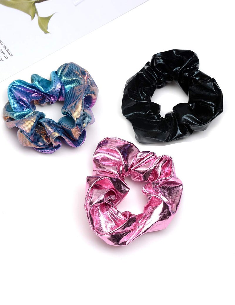 ACCGLORY Shiny Scrunchies Metallic Hair Bands Elastic Hair Ties Set Glitter Ponytail Holder Soft Scrunchy for Women(Hair Scrunchies Set 2) - Image 3